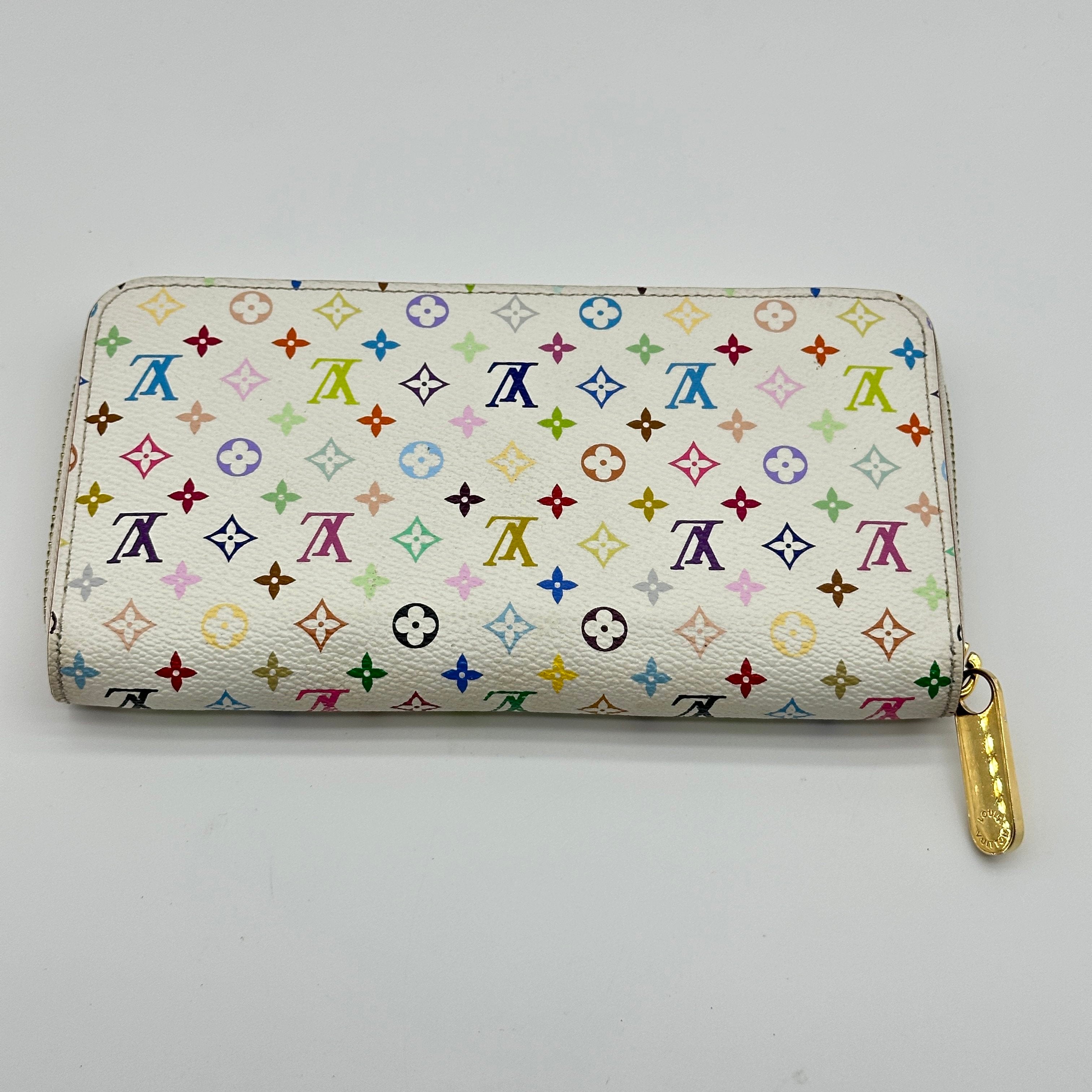 LOUIS VUITTON M60274 monogram mutlicoloer zippy wallet WHITE+ORANGE LV ×TM