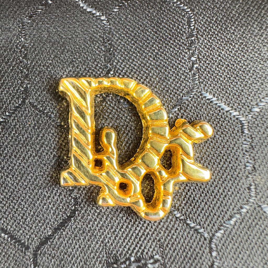 Dior Honeycomb PVC Logo Flap Small Black Chain Shoulder Bag