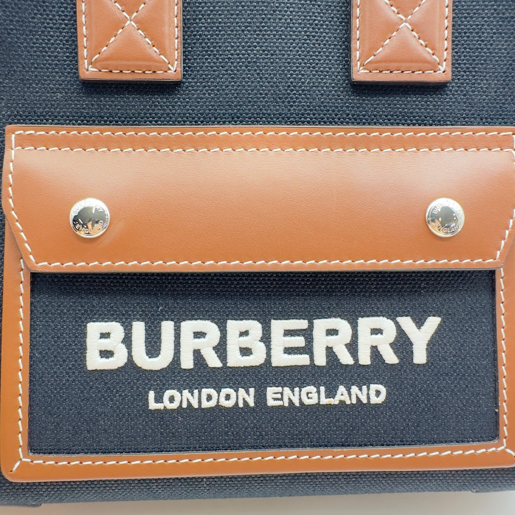 Burberry Canvas & Leather Freya Mini Black/Brown Crossbody Bag