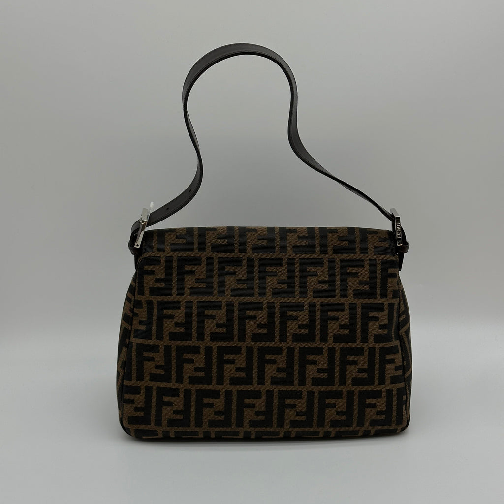 Fendi Zucca Canvas Baguette Medium Brown Shoulder Bag