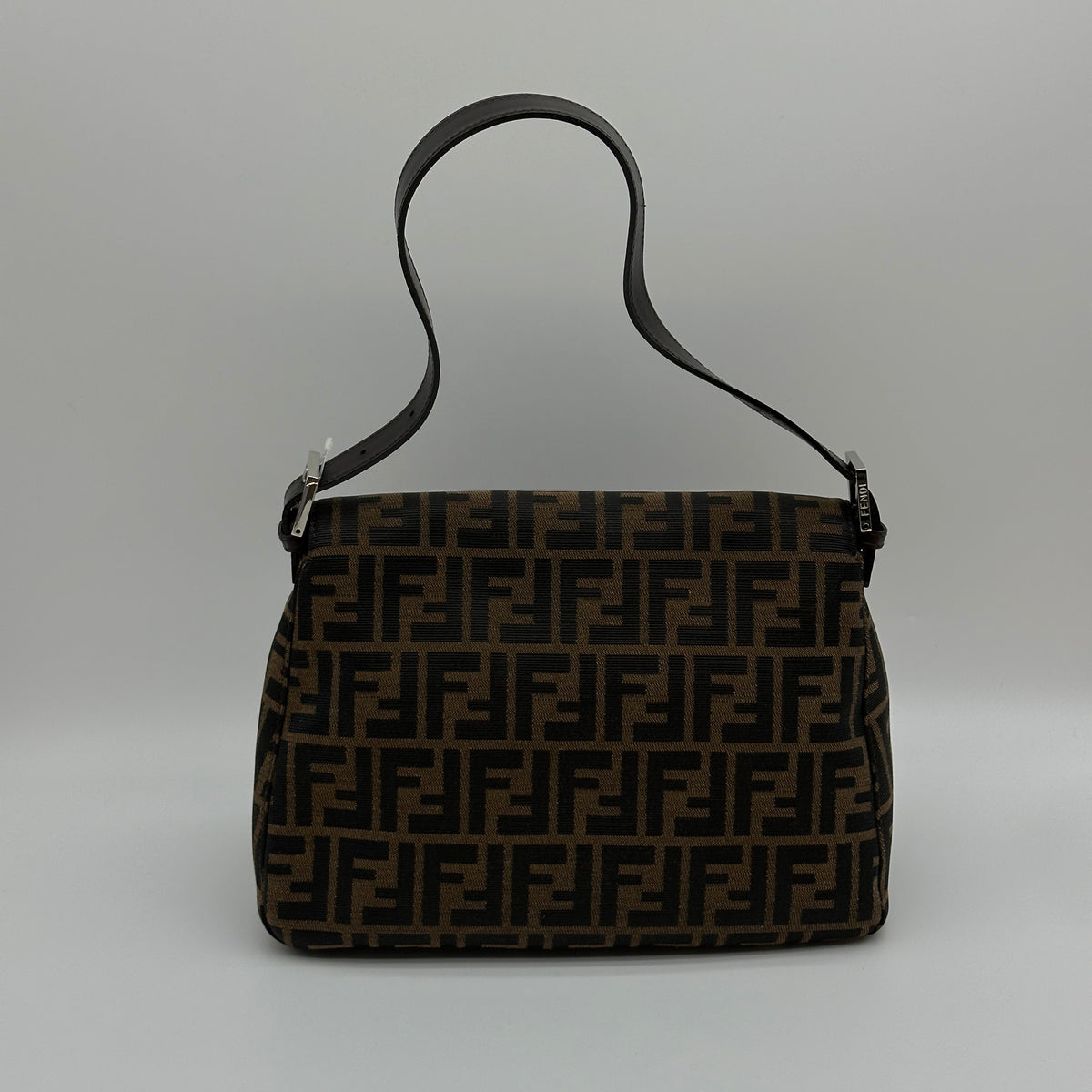 Fendi Zucca Canvas Baguette Medium Brown Shoulder Bag