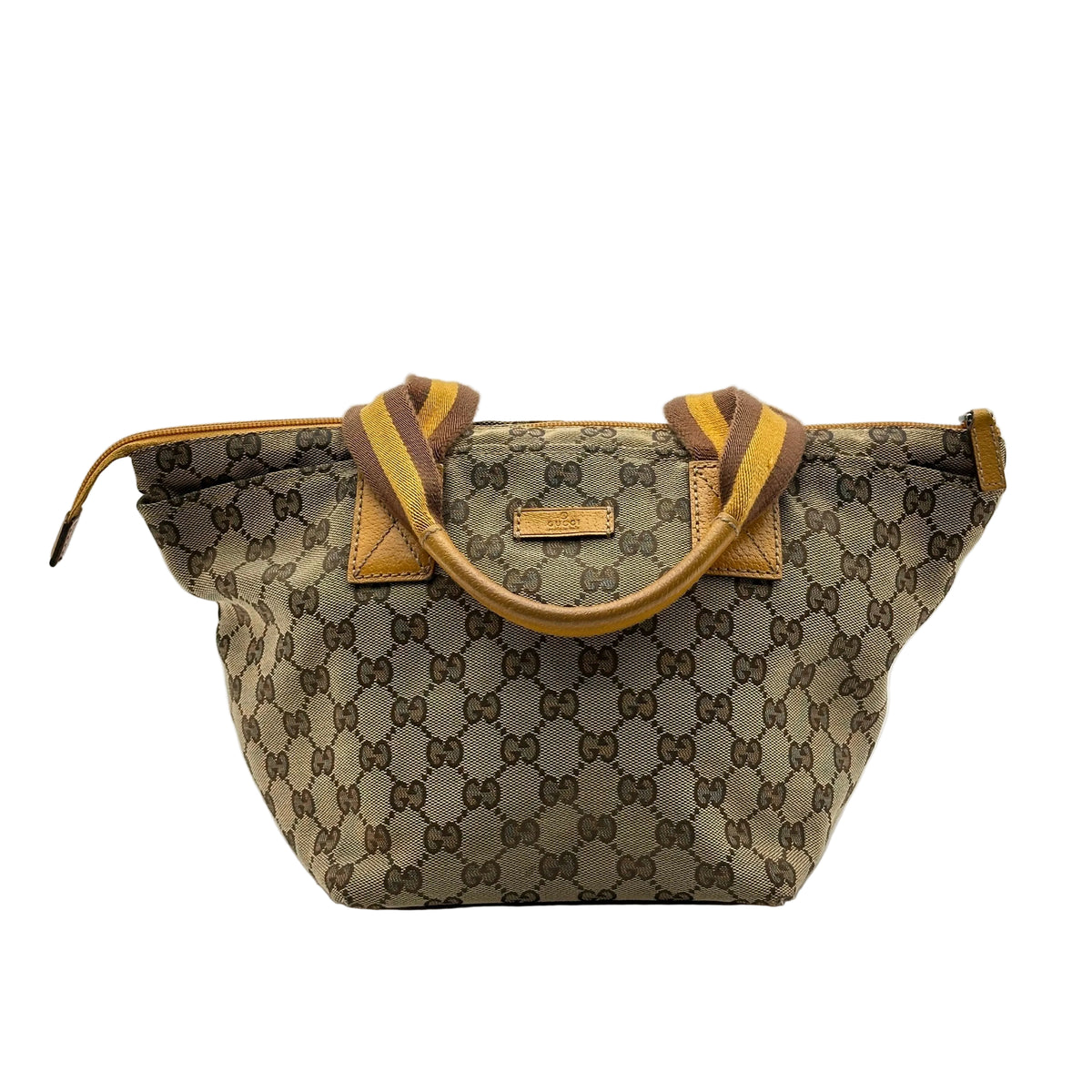 gucci canvas tote bag yellow beige gg canvas