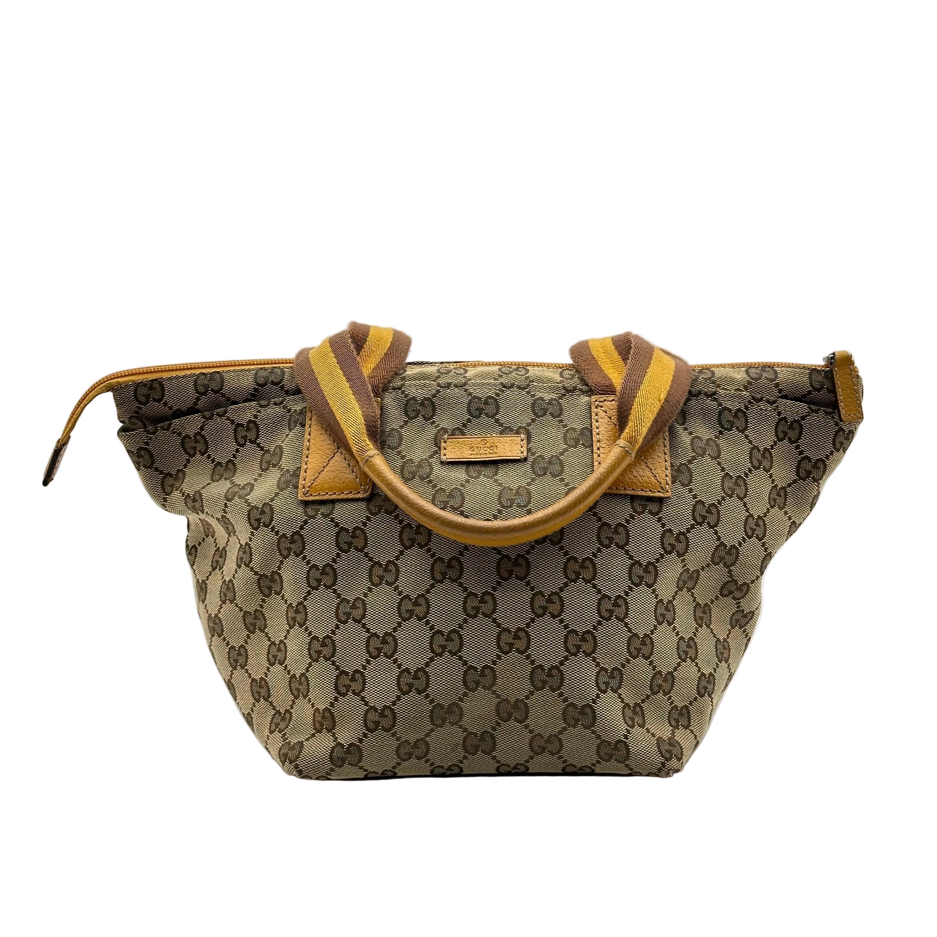 gucci canvas tote bag yellow beige gg canvas