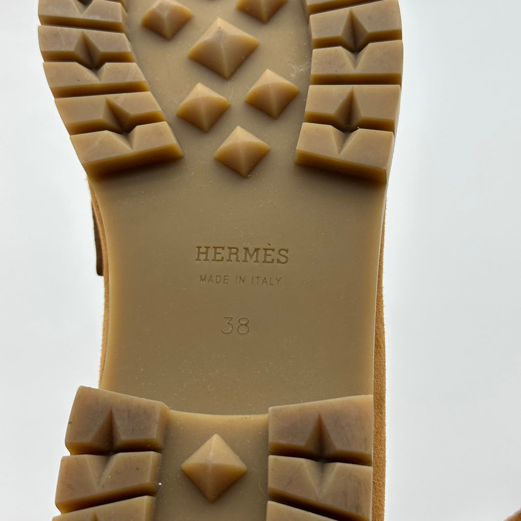 Hermès Suede Goatskin Faubourg Brown Loafers