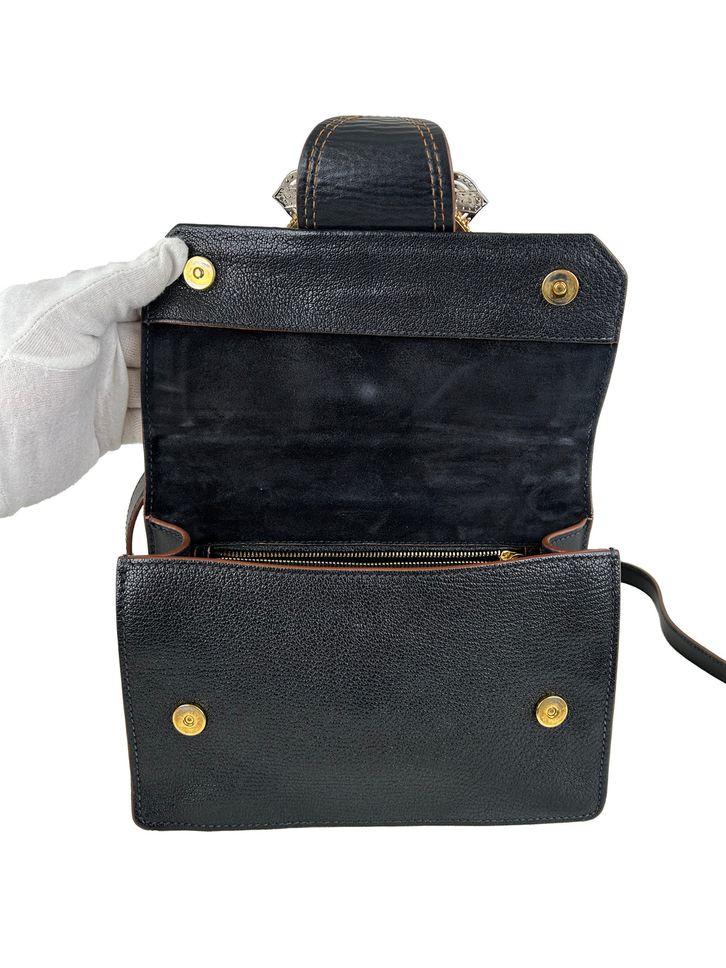 MIUMIU Sac à bandoulière à rabat en cuir Madras noir orné de cristaux et boucle
