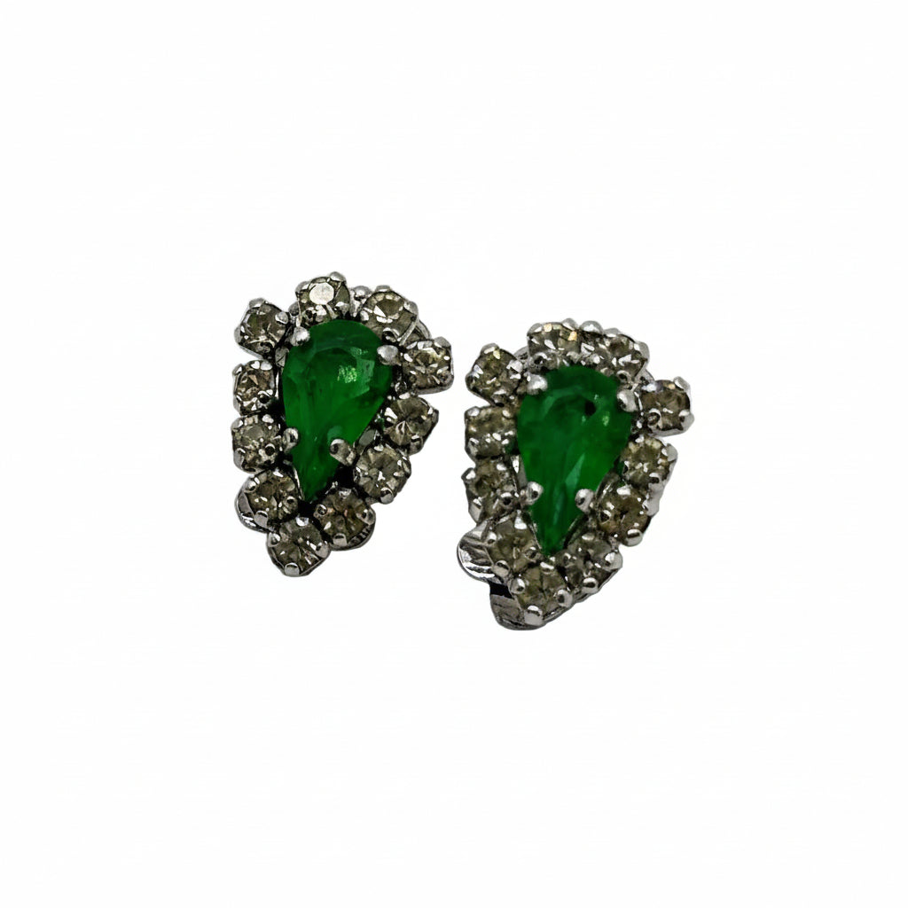 Christian Dior Emerald Green Clip-On Earrings Vintage