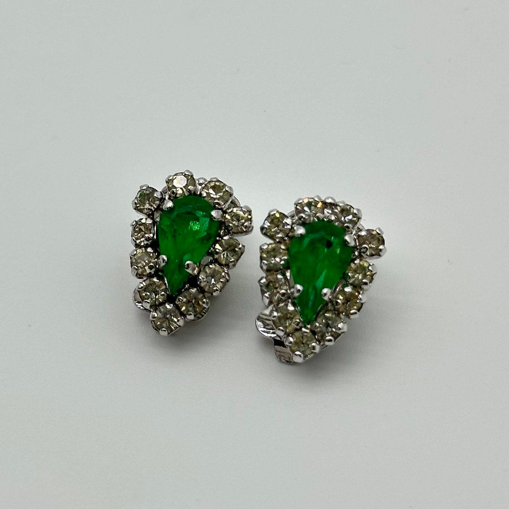 Christian Dior Emerald Green Clip-On Earrings Vintage