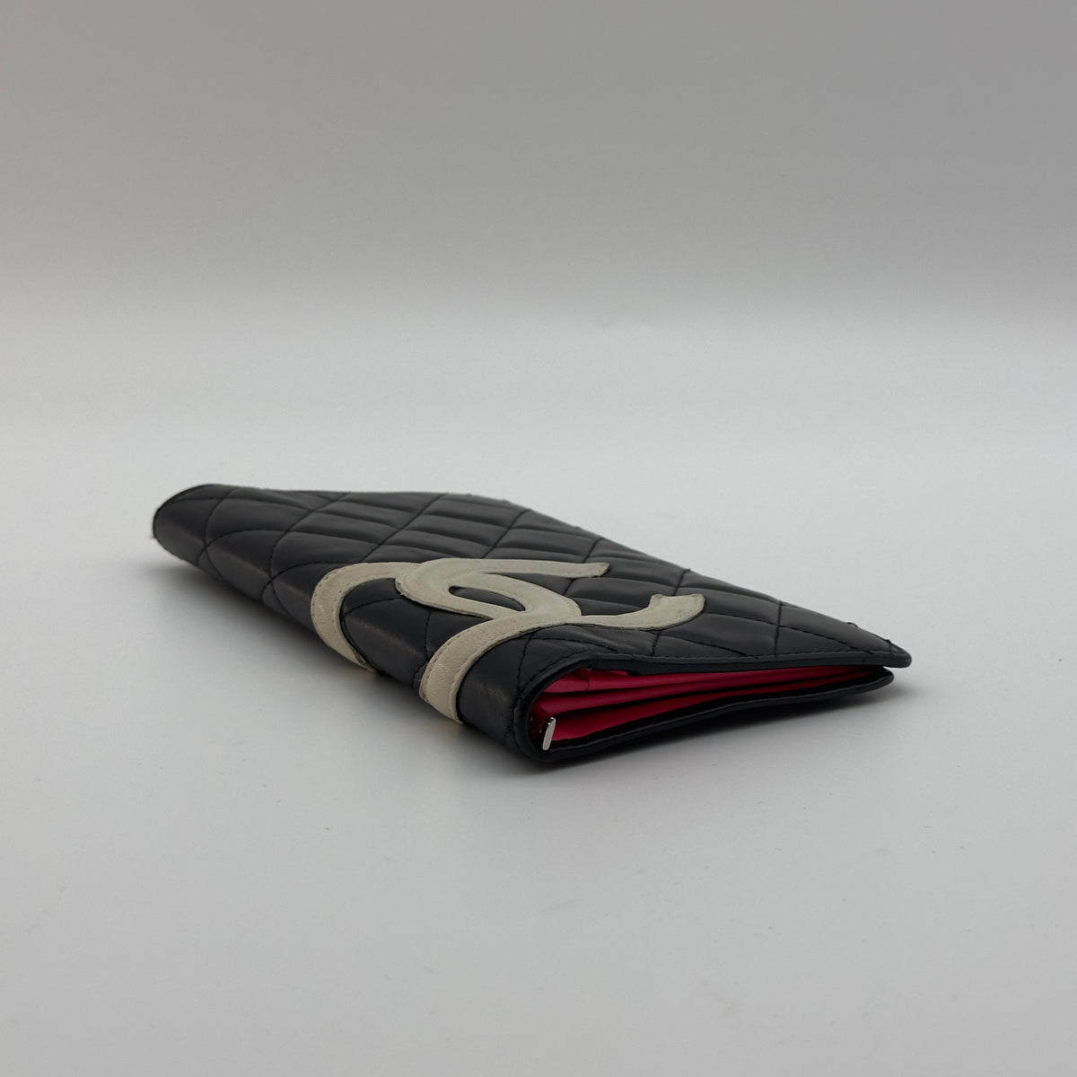Chanel Quilted Calfskin Cambon Line Long Black and Pink Bifold Wallet