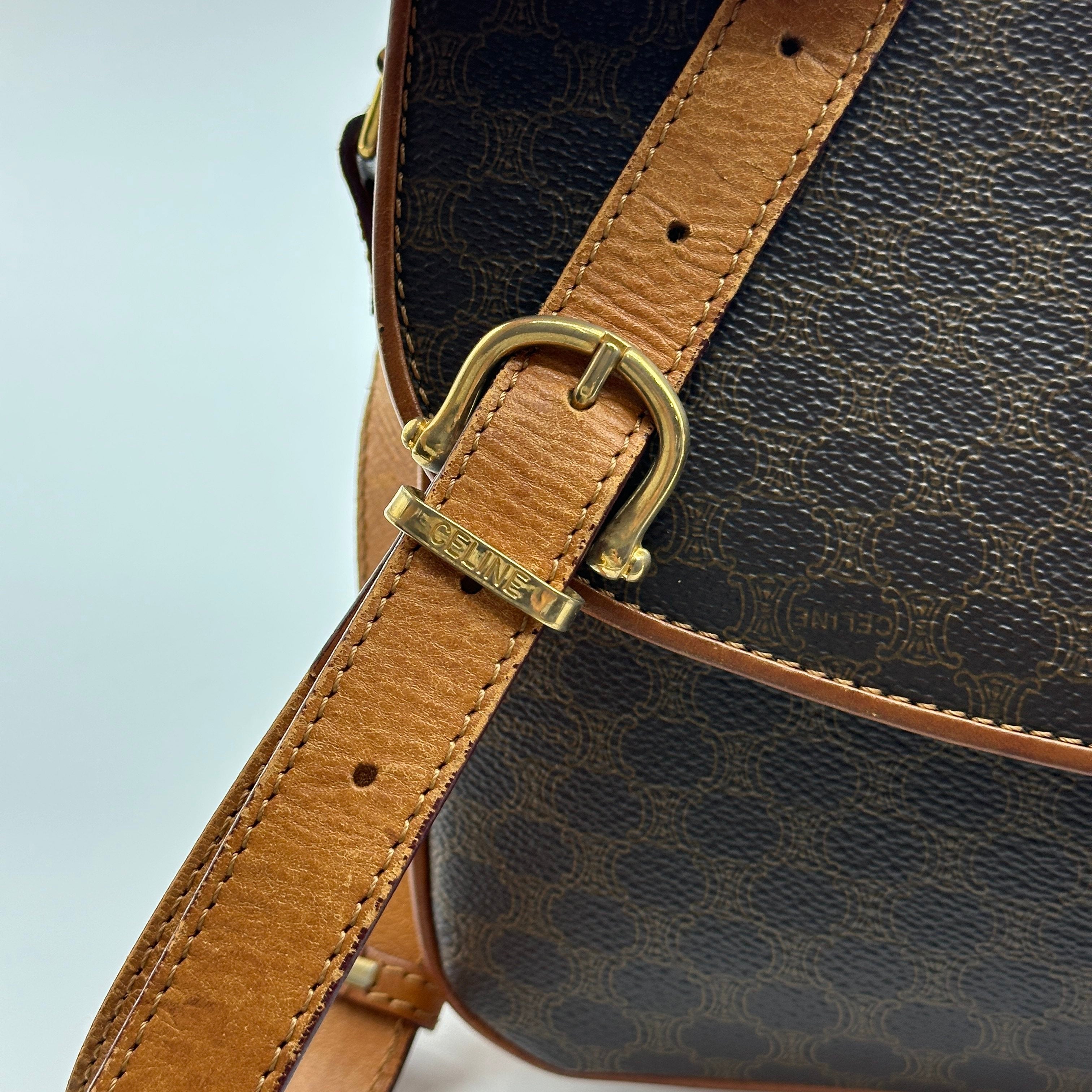 vintage celine starball brown macadam triomphe shoulder bag