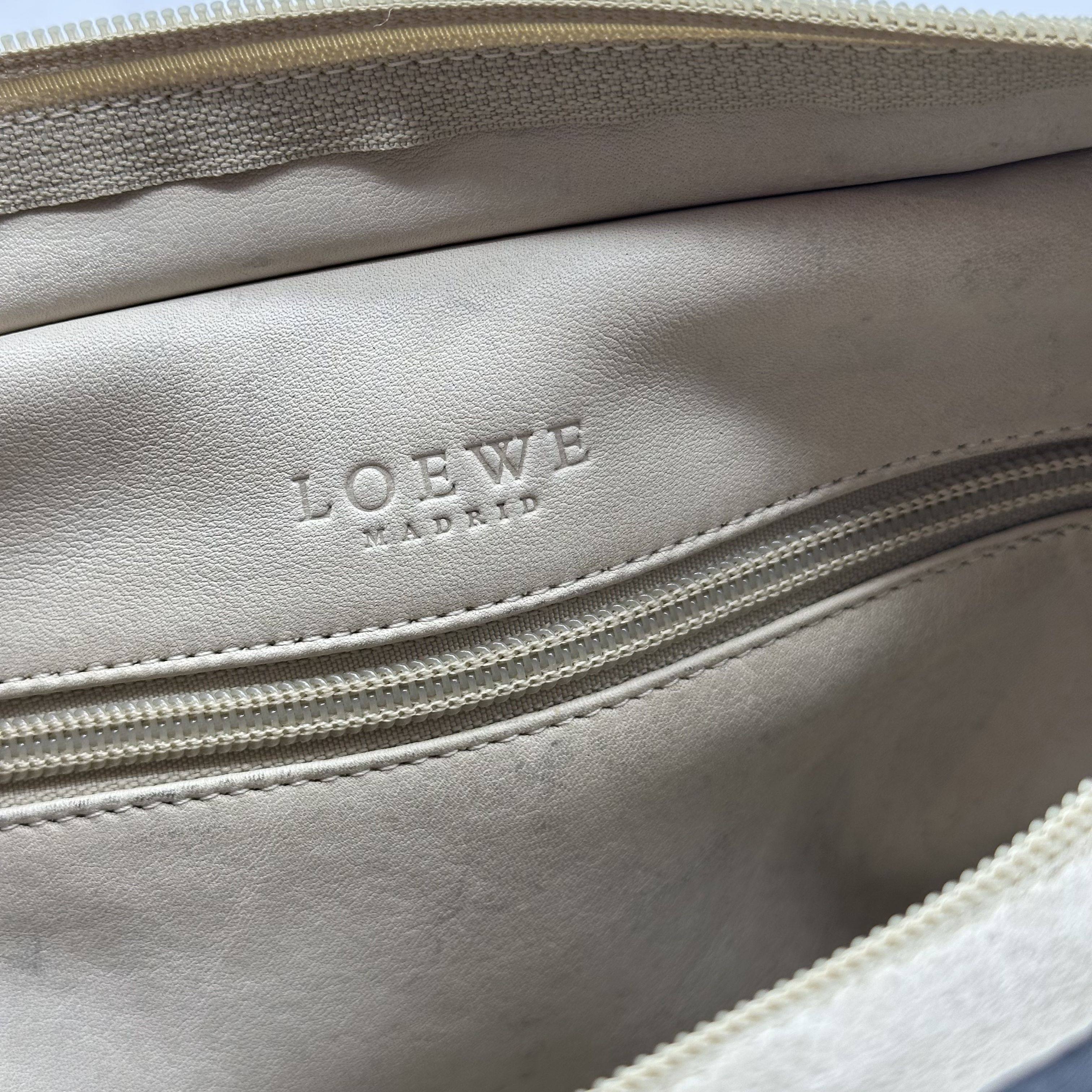 Loewe Amazona 28 Anagram Logo Suede Leather Boston Handbag