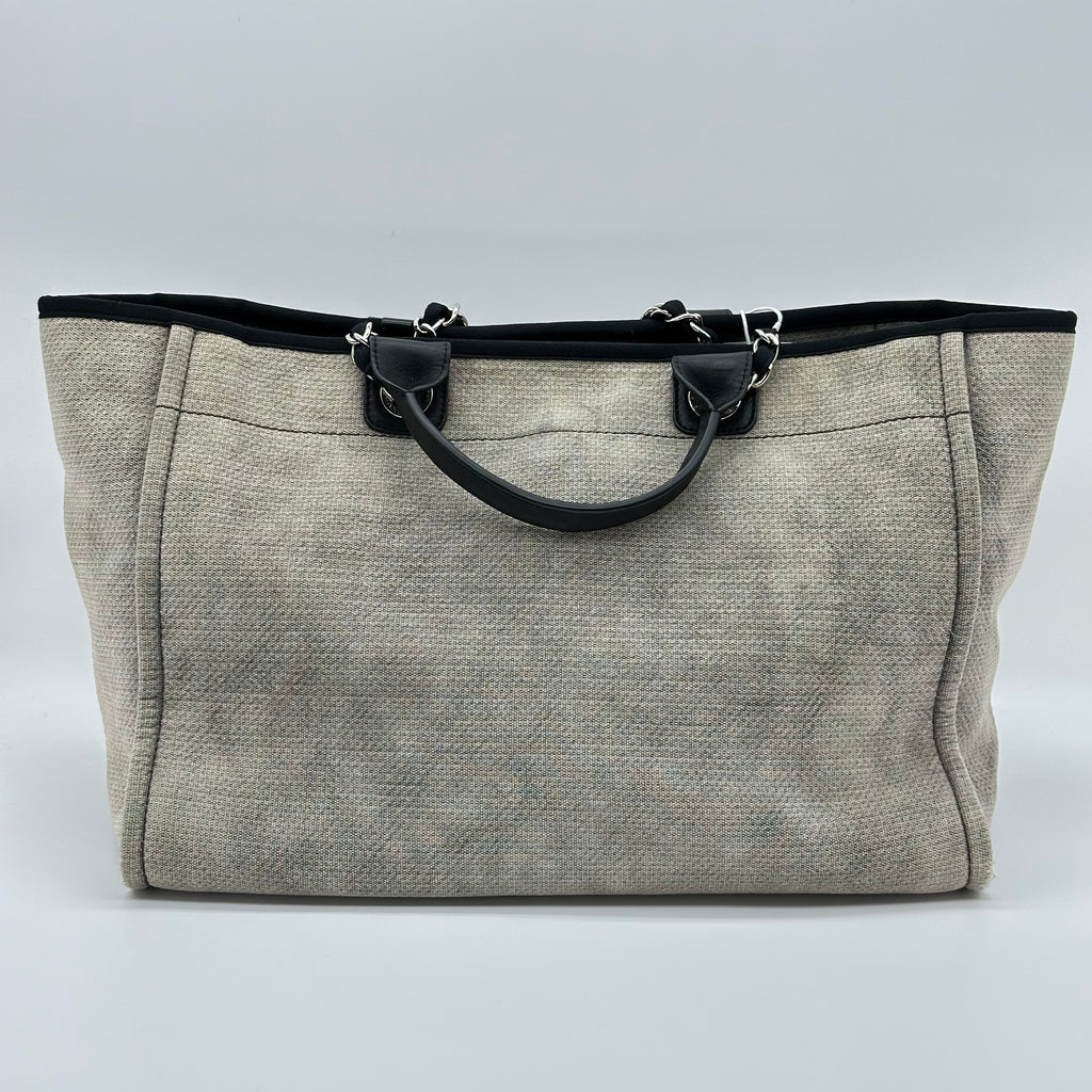 Chanel Deauville Denim leather Tote Bag Canvas Gray Silver