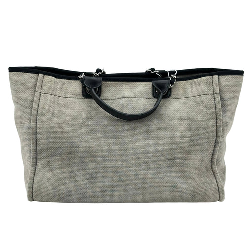 Chanel Deauville Denim leather Tote Bag Canvas Gray Silver