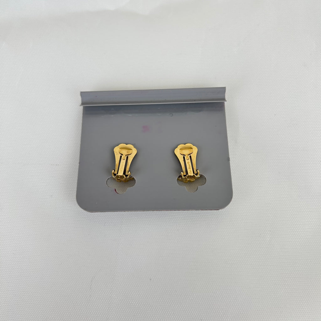 クリスチャン・ディオール Oval Rhinestone ゴールド カラー Logo イヤリング ヴィンテージ Jewelry