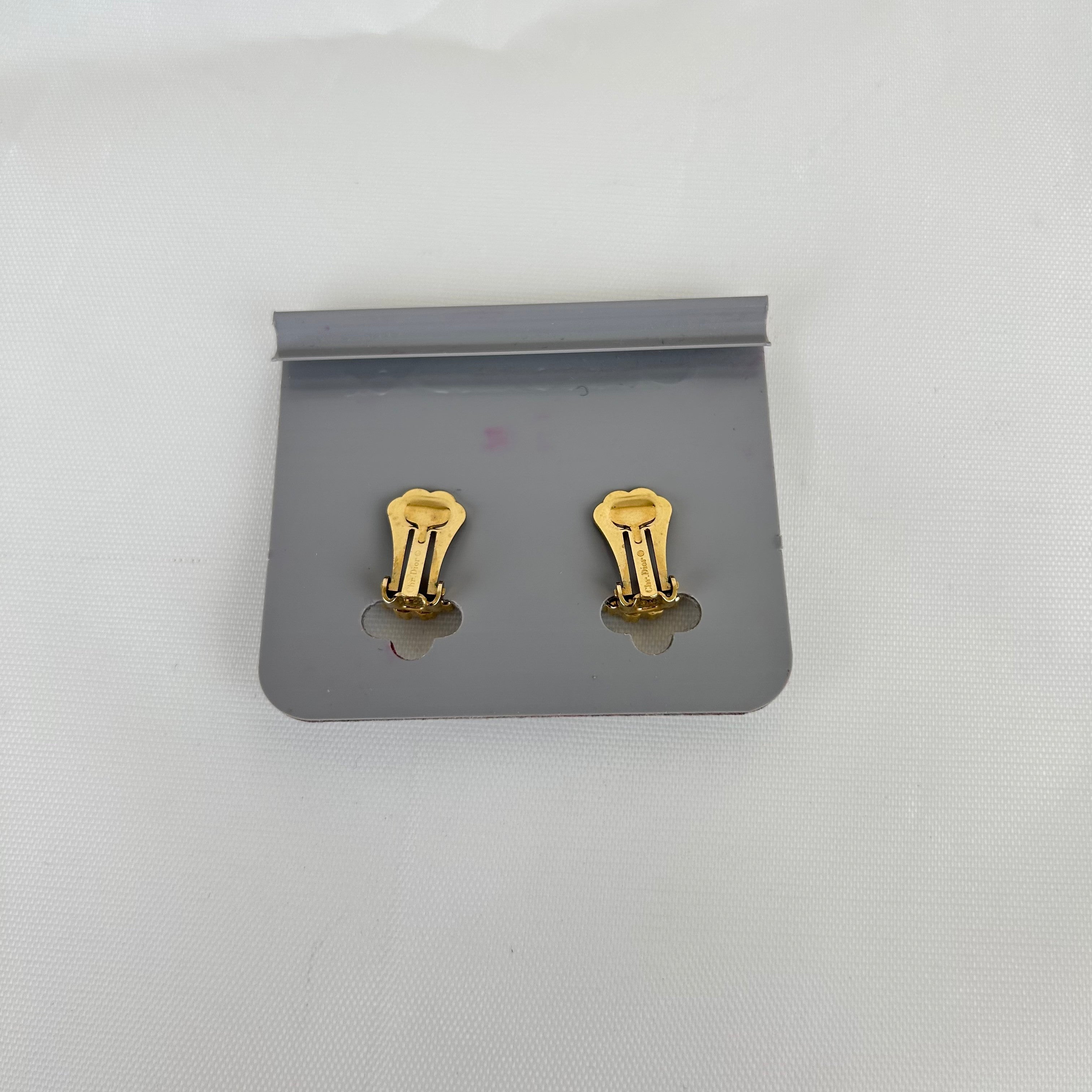 クリスチャン・ディオール Oval Rhinestone ゴールド カラー Logo イヤリング ヴィンテージ Jewelry