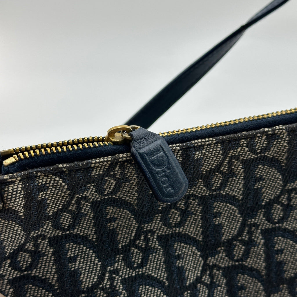 Dior Trotter Canvas Saddle Pouch Navy Shoulder Bag