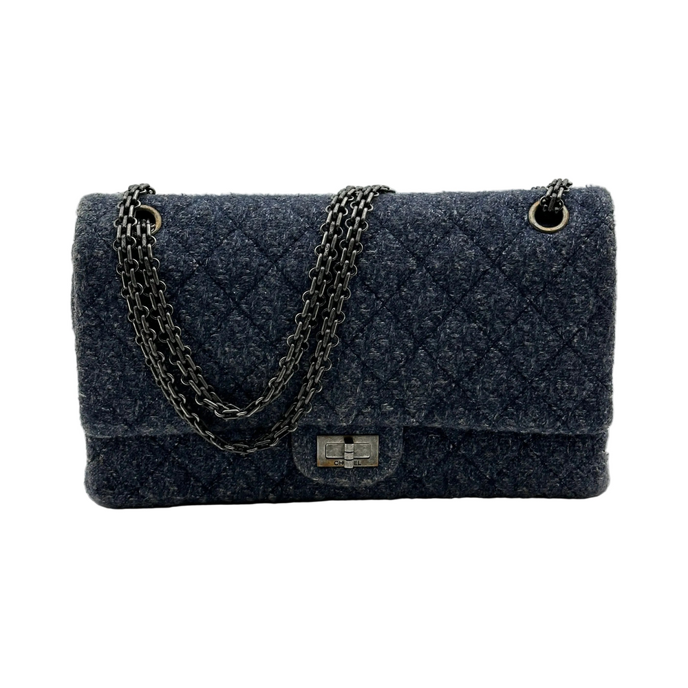 Chanel Quilted Denim Blue Chain Shoulder Bag