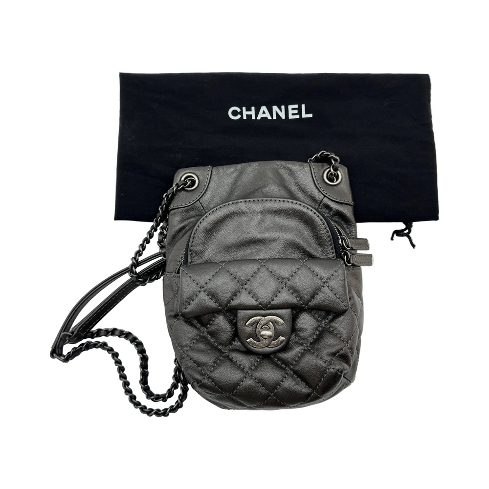 Chanel Quilted Leather Black Chain Shoulder Bag