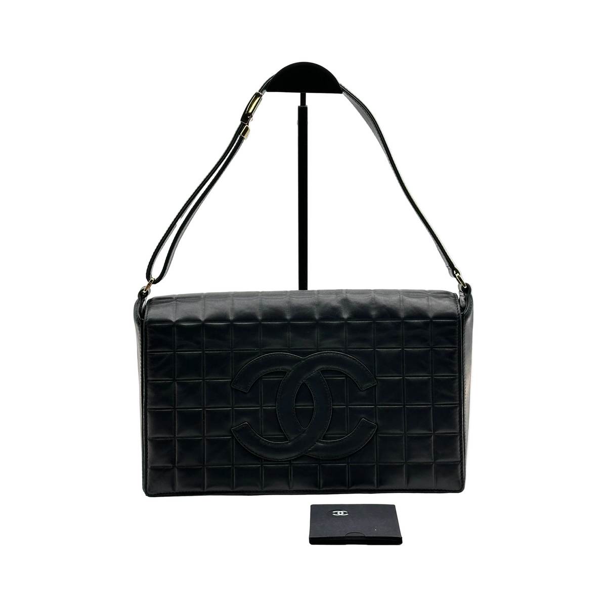 Chanel Choco Bar Quilted Black Leather Shoulder Bag