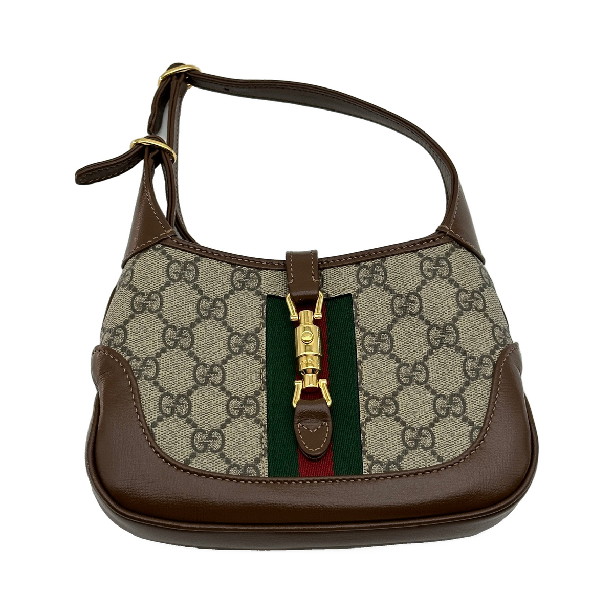 Gucci GG Supreme Jackie 1961 PVC & leather Shoulder bag Beige×Brown 637092