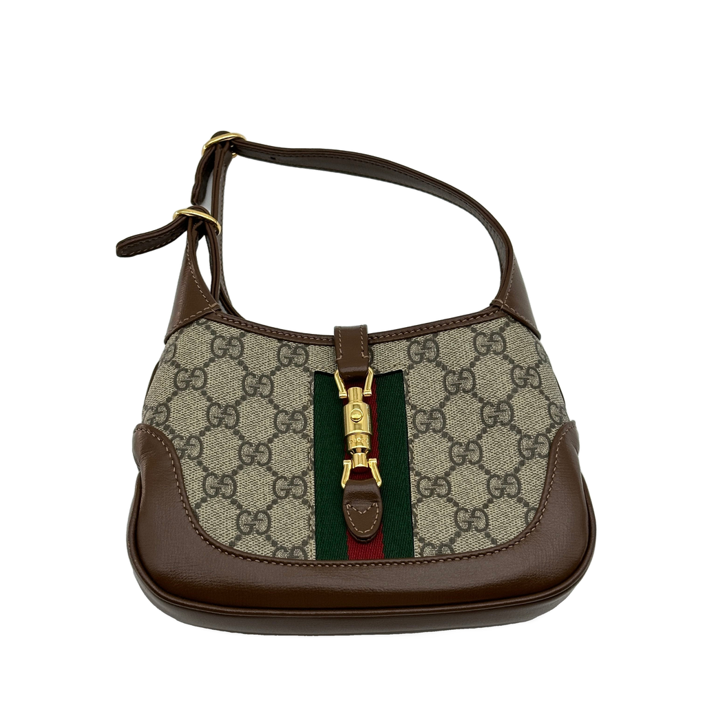 Gucci GG Supreme Jackie 1961 PVC & leather Shoulder bag Beige×Brown 637092