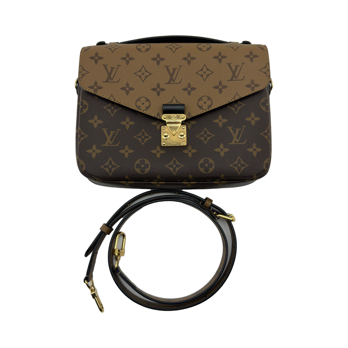 Louis Vuitton Monogram Reverse Canvas Pochette Métis 25cm Brown Crossbody Bag
