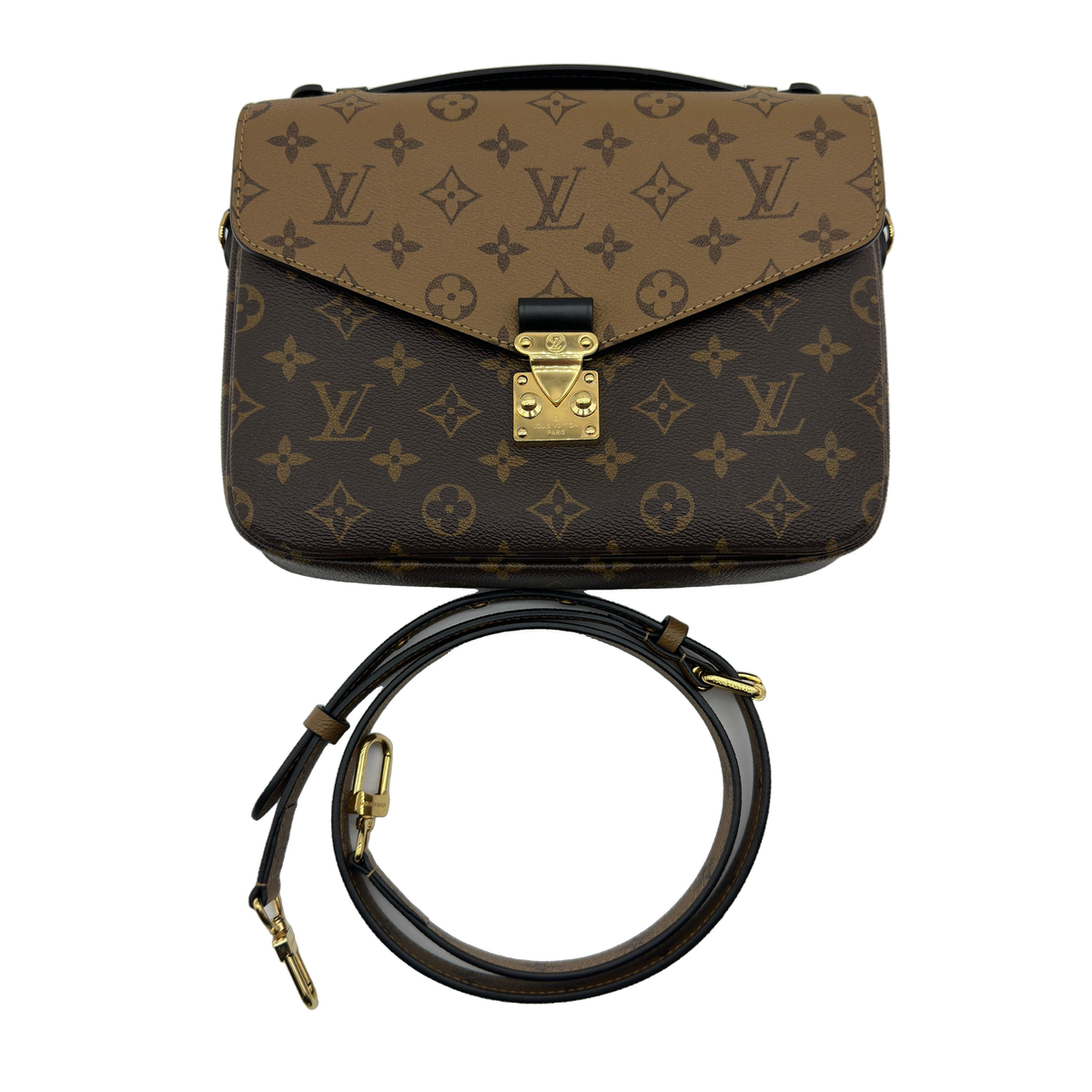 Louis Vuitton Monogram Reverse Canvas Pochette Métis 25cm Brown Crossbody Bag