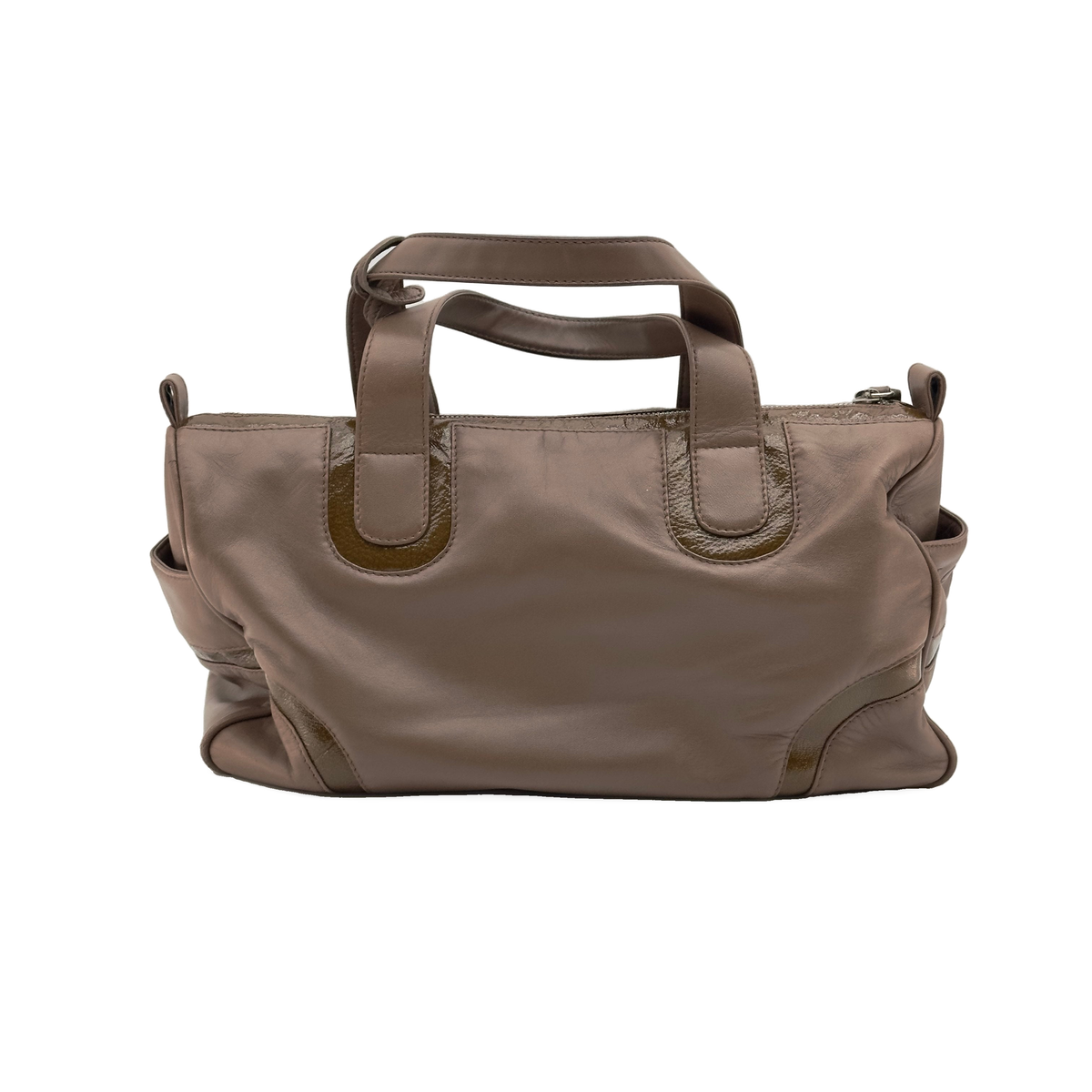 Loewe Nylon and Leather Anagram Small Beige Boston Bag