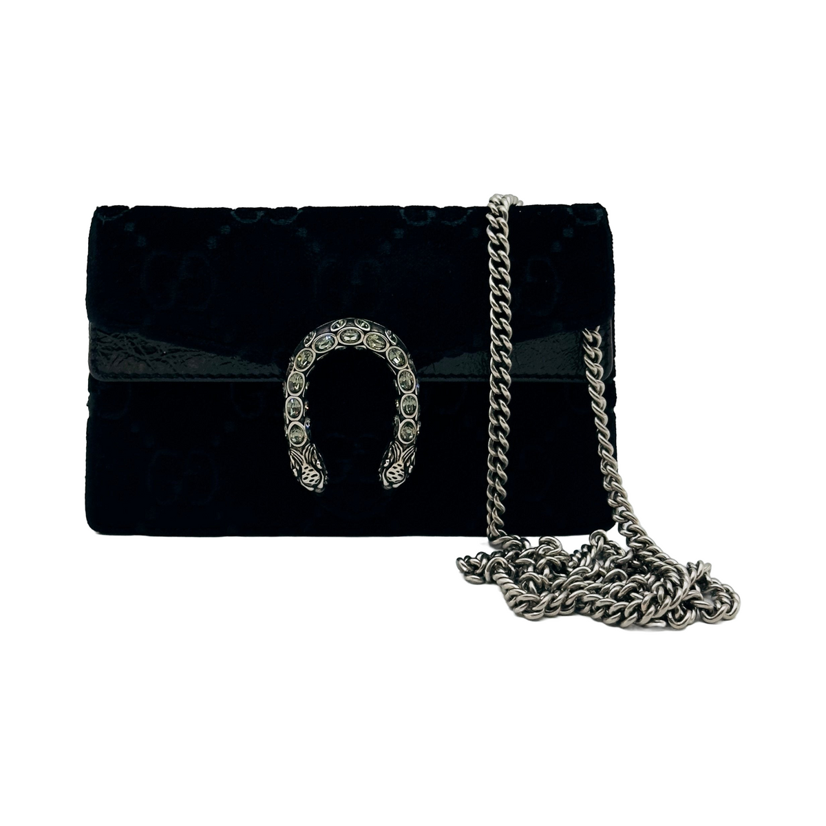 Gucci GG Velvet Dionysus Super Mini Black Chain Shoulder Bag
