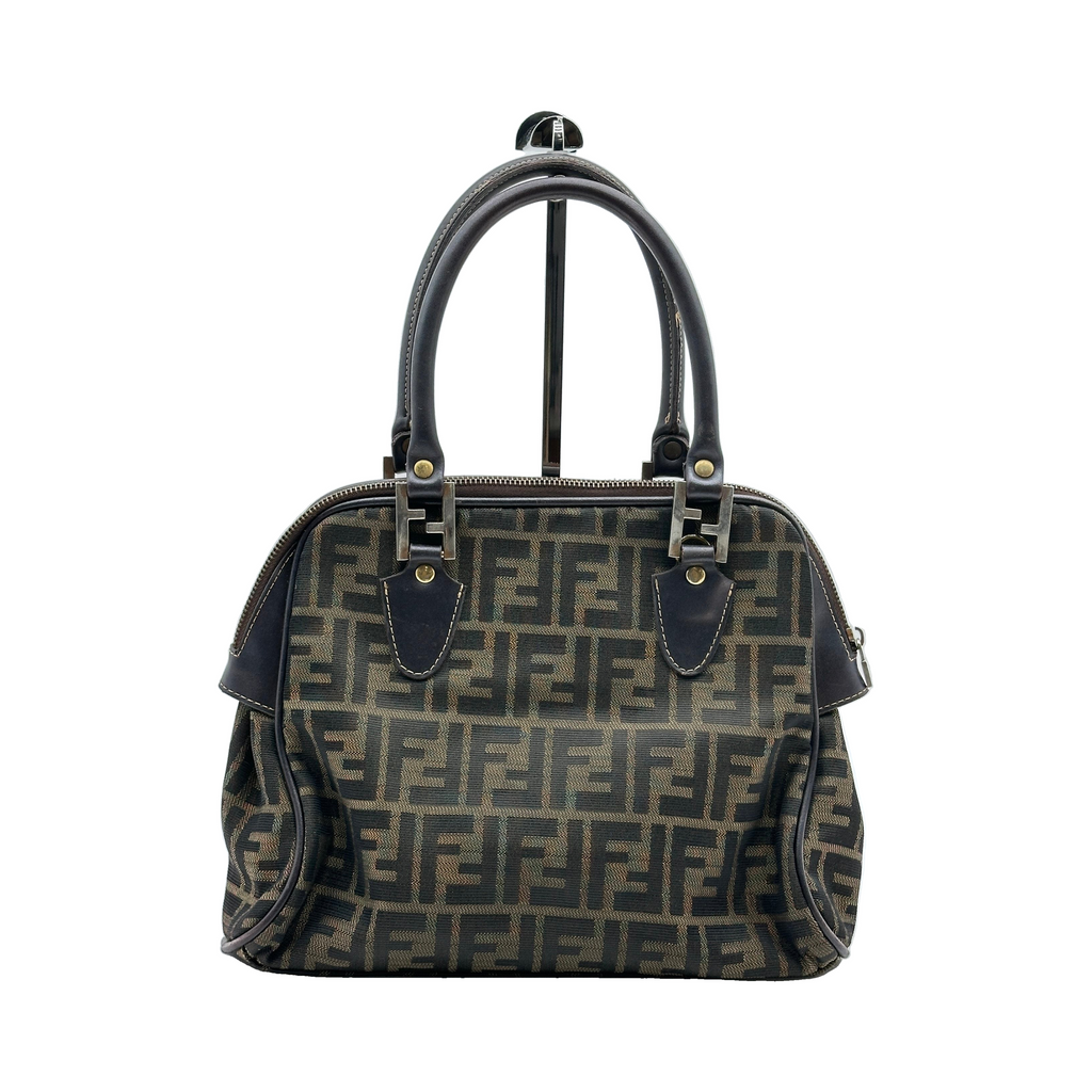 Fendi Zucca Canvas Dome Small Brown Handbag