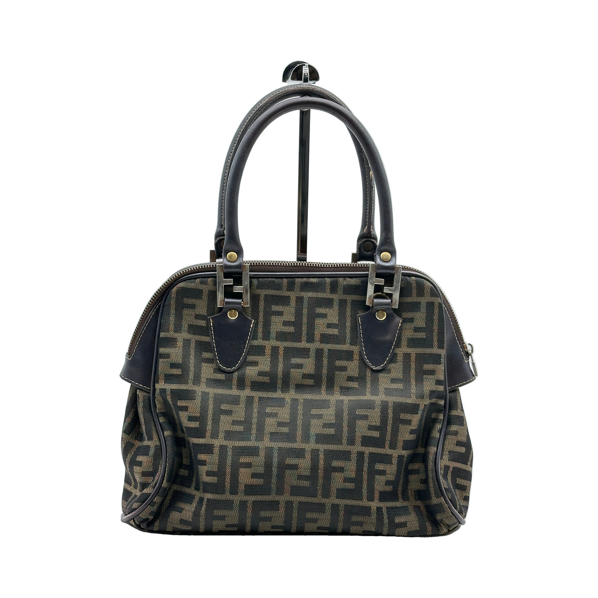 Fendi Zucca Canvas Dome Small Brown Handbag