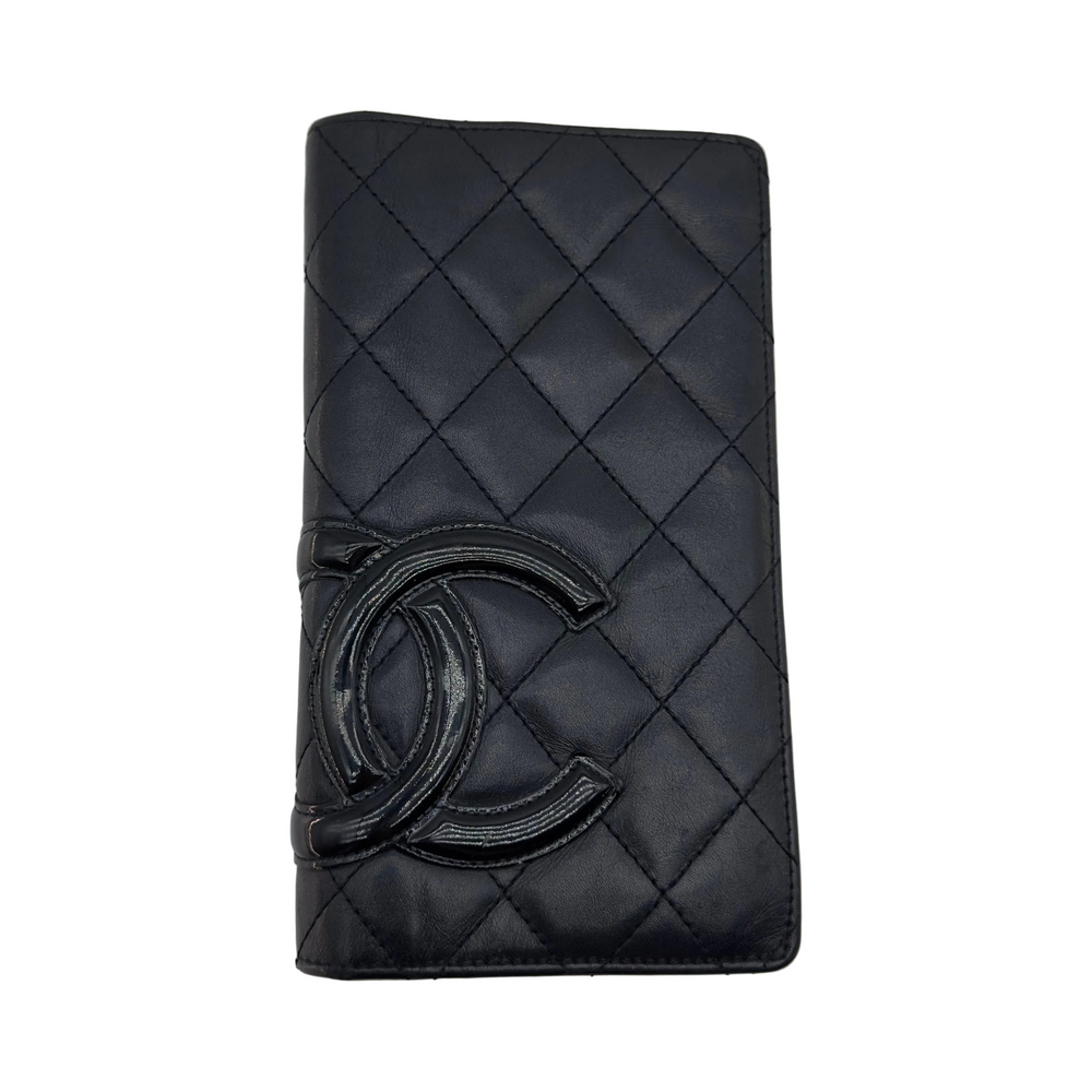 Chanel Quilted Calfskin Cambon Line Long Black and Pink Bifold Wallet