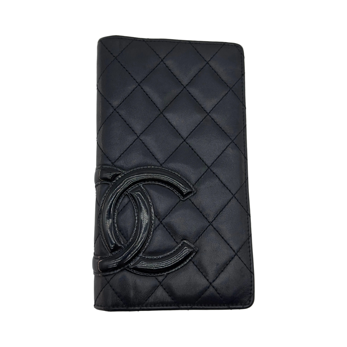 Chanel Quilted Calfskin Cambon Line Long Black and Pink Bifold Wallet