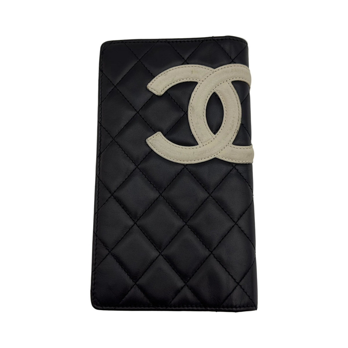 Chanel Quilted Calfskin Cambon Line Long Black and Pink Bifold Wallet