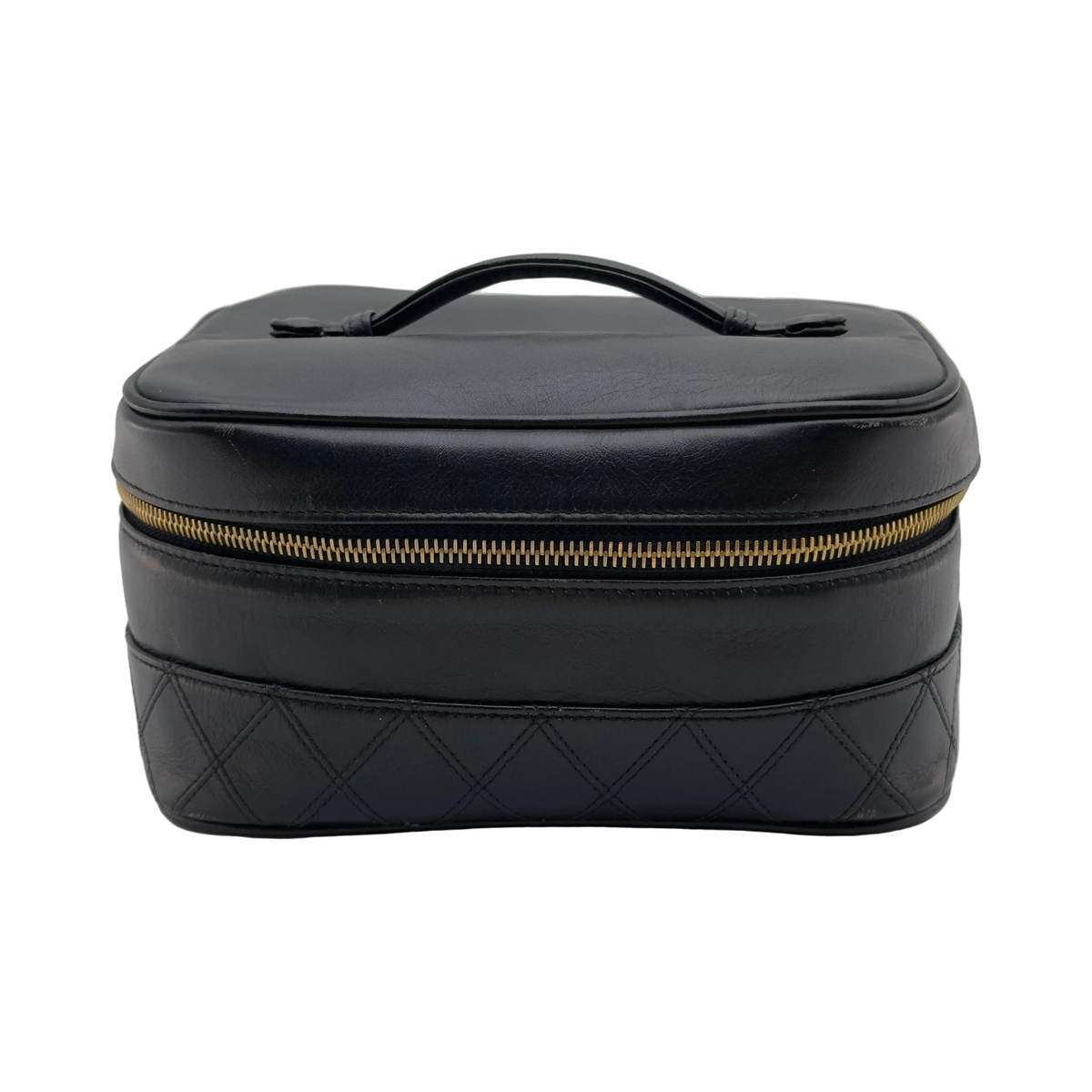 Chanel Quilted Caviar Leather Coco Mark Small Black Vanity Case