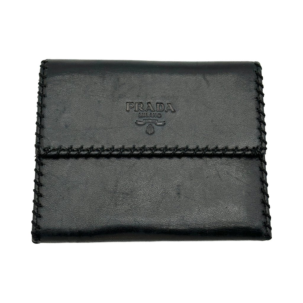 Prada Leather Black Trifold Wallet