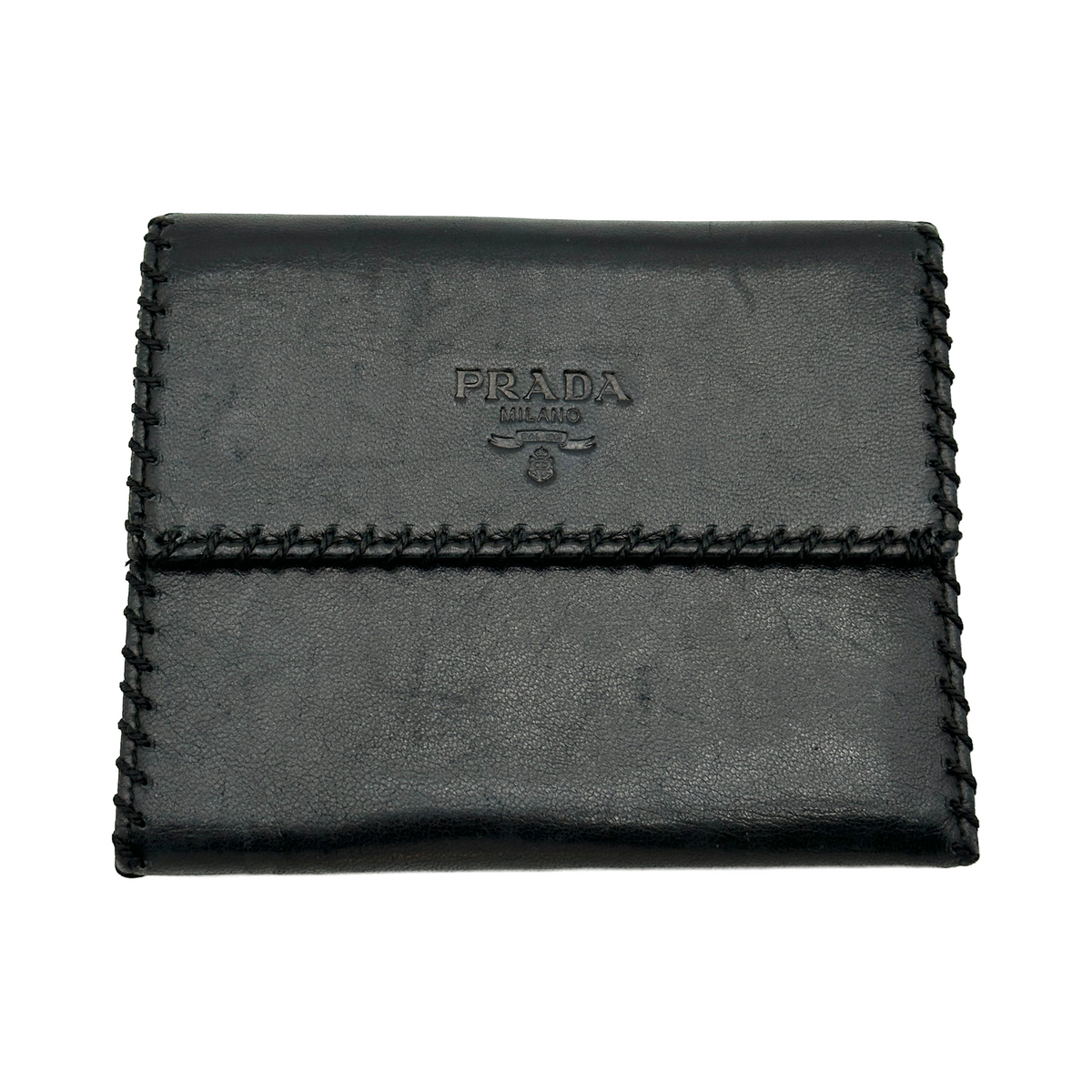 Prada Leather Black Trifold Wallet