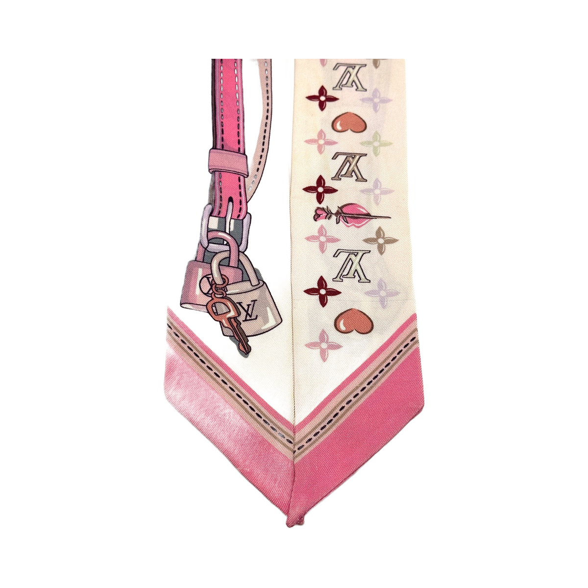 Louis Vuitton Silk Flowers and Straps Bandeau BB Pink Scarf