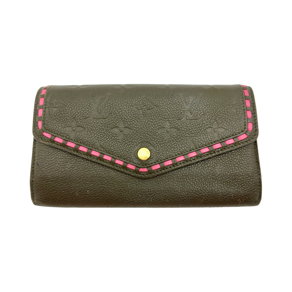 Louis Vuitton Monogram Empreinte Portefeuille Sarah Khaki Long Wallet