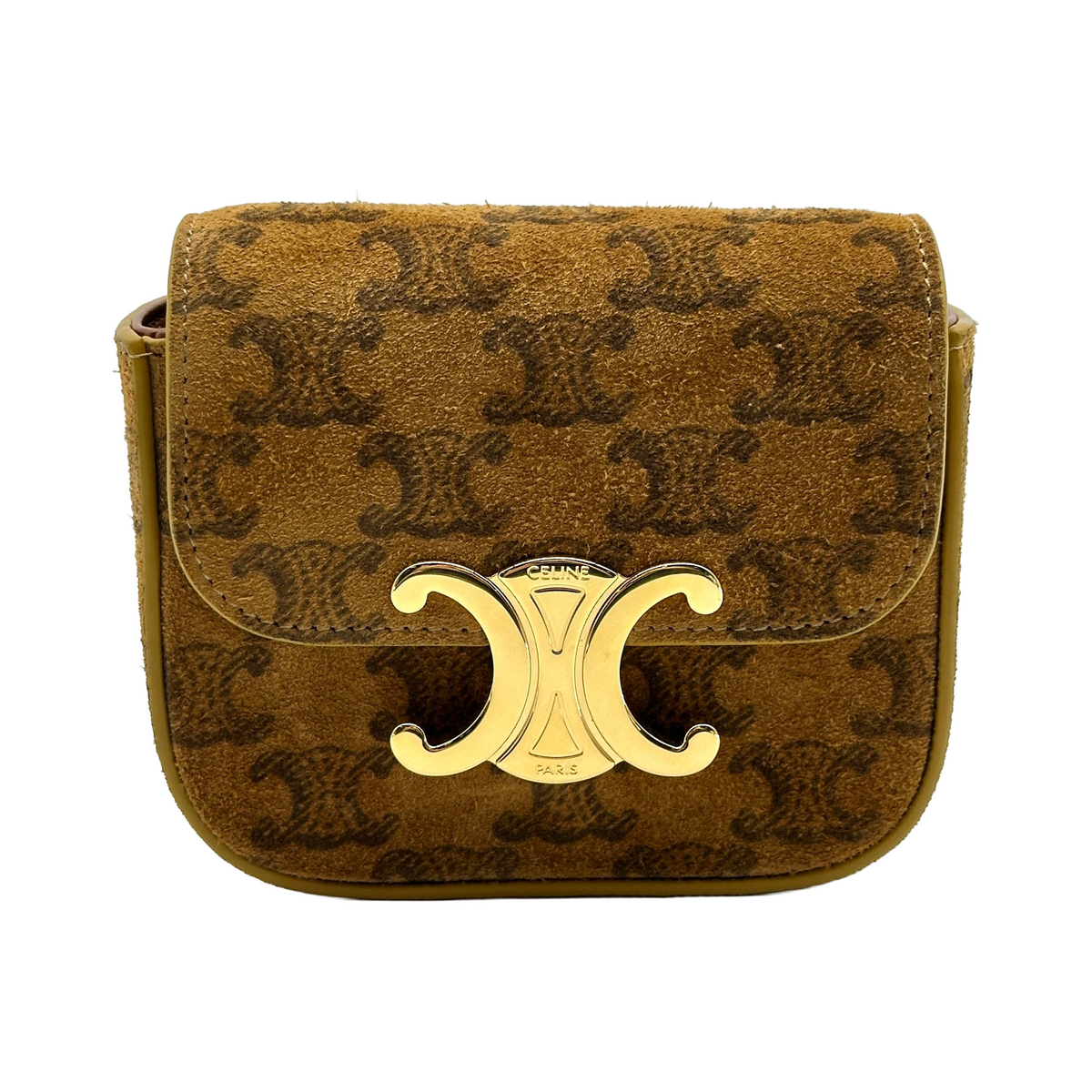 Celine Triomphe Canvas Mini Claude Brown Shoulder Bag