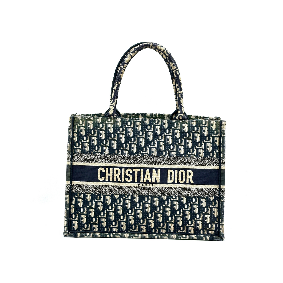 Dior Oblique Canvas Book Tote Medium Navy Tote Bag