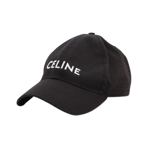 Celine Logo Cap L Cotton Black Wears Marked With odor Lint on fabric Frayed