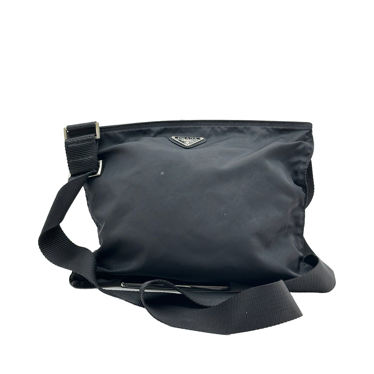 Prada Nylon Black Flat Crossbody Shoulder Bag