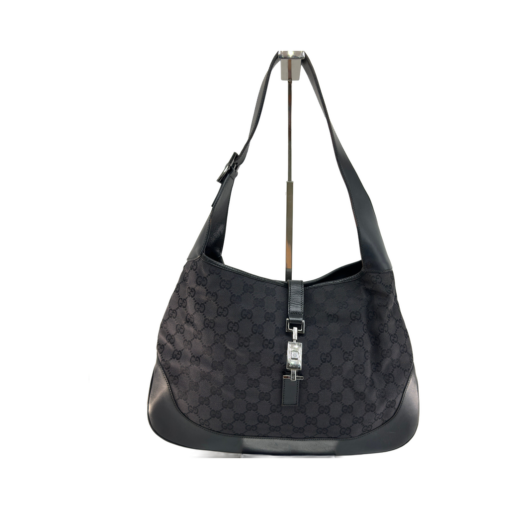 Gucci GG Canvas Jackie Black Hobo Shoulder Bag