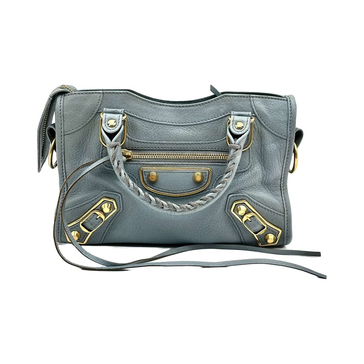 Balenciaga Leather Classic Metallic Edge Mini City Gray 2-Way Handbag