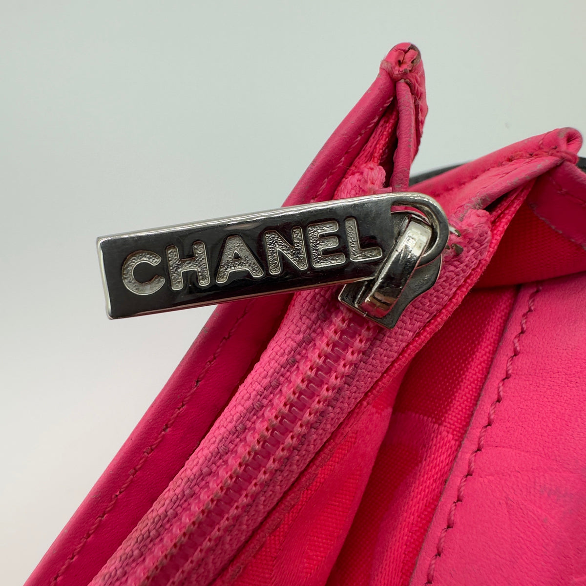 Chanel Quilted Calfskin Cambon Line Long Black and Pink Bifold Wallet