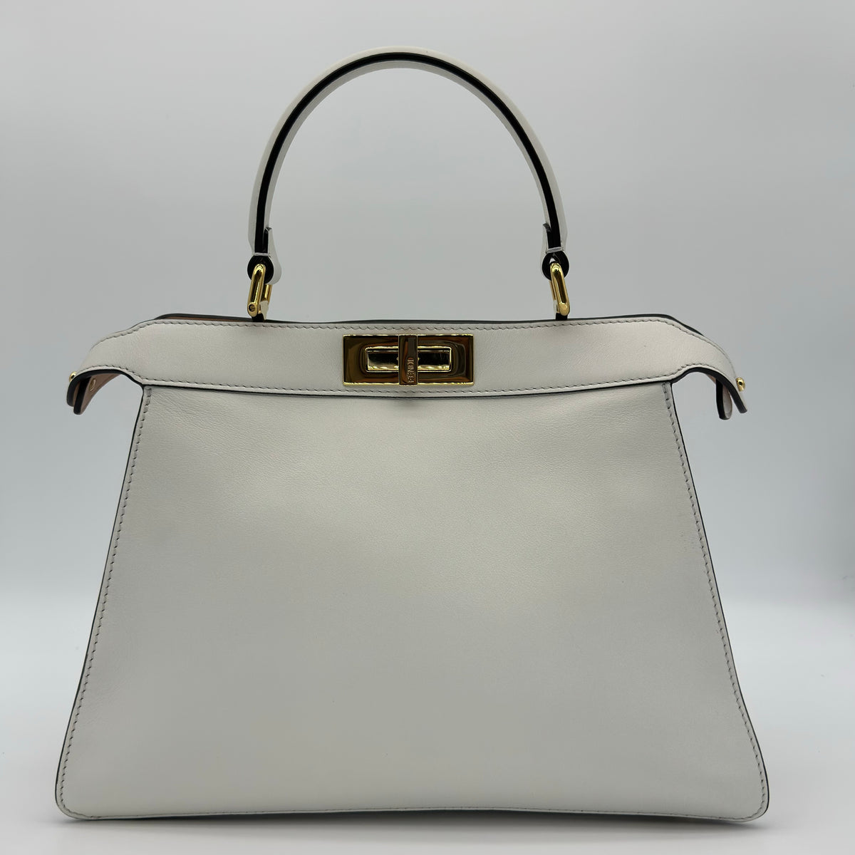 Fendi Calfskin Selleria Peekaboo Ivory White Handbag