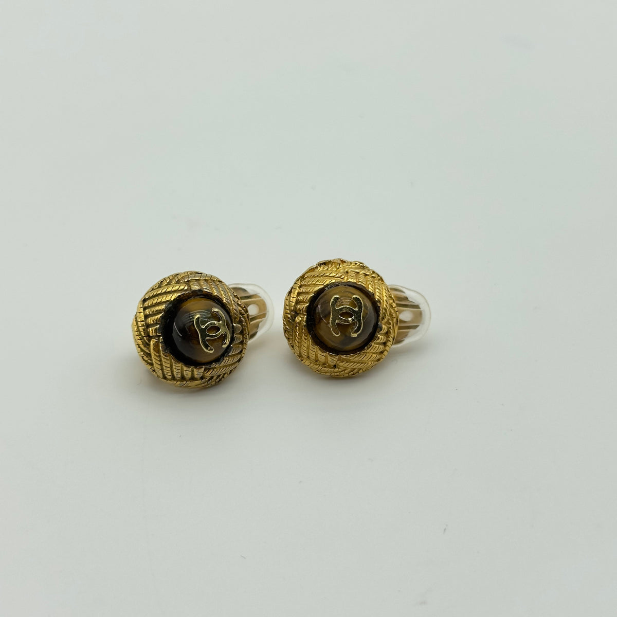 Chanel Gold Coco Mark Round Clip-On Earrings