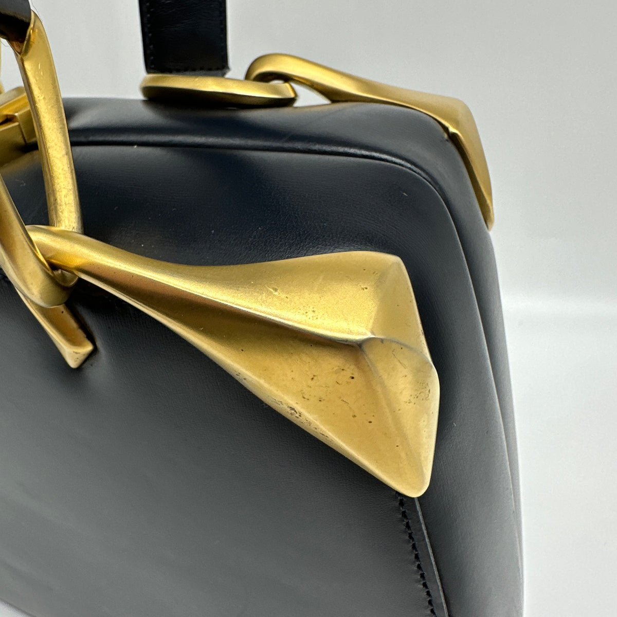 Celine Vintage Leather Shoulder bag Navy Blue