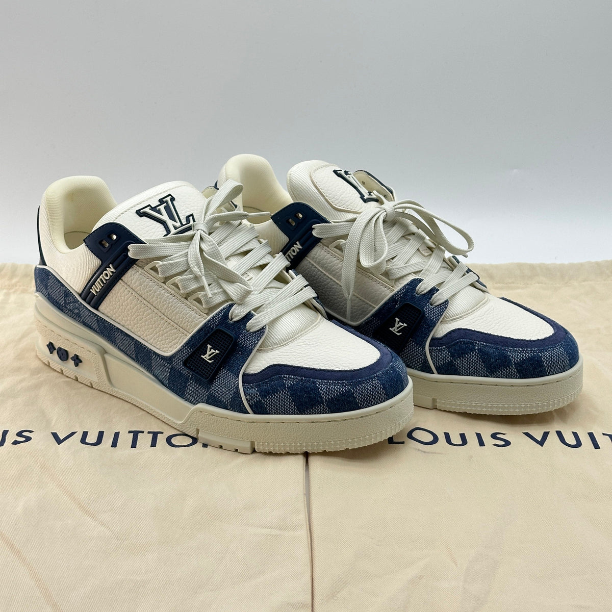 Louis Vuitton Damier LV Trainer Blue White Sneakers