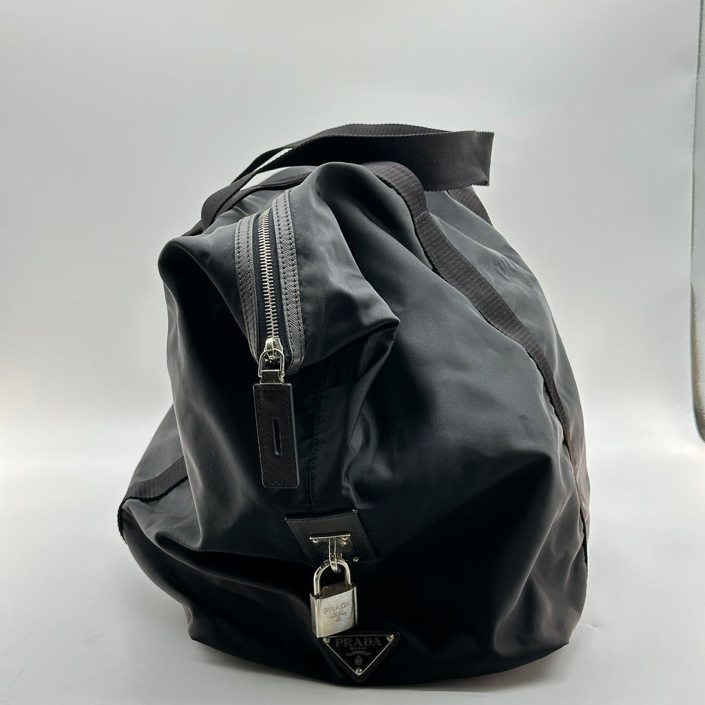 Prada Nylon Boston Black Travel Bag